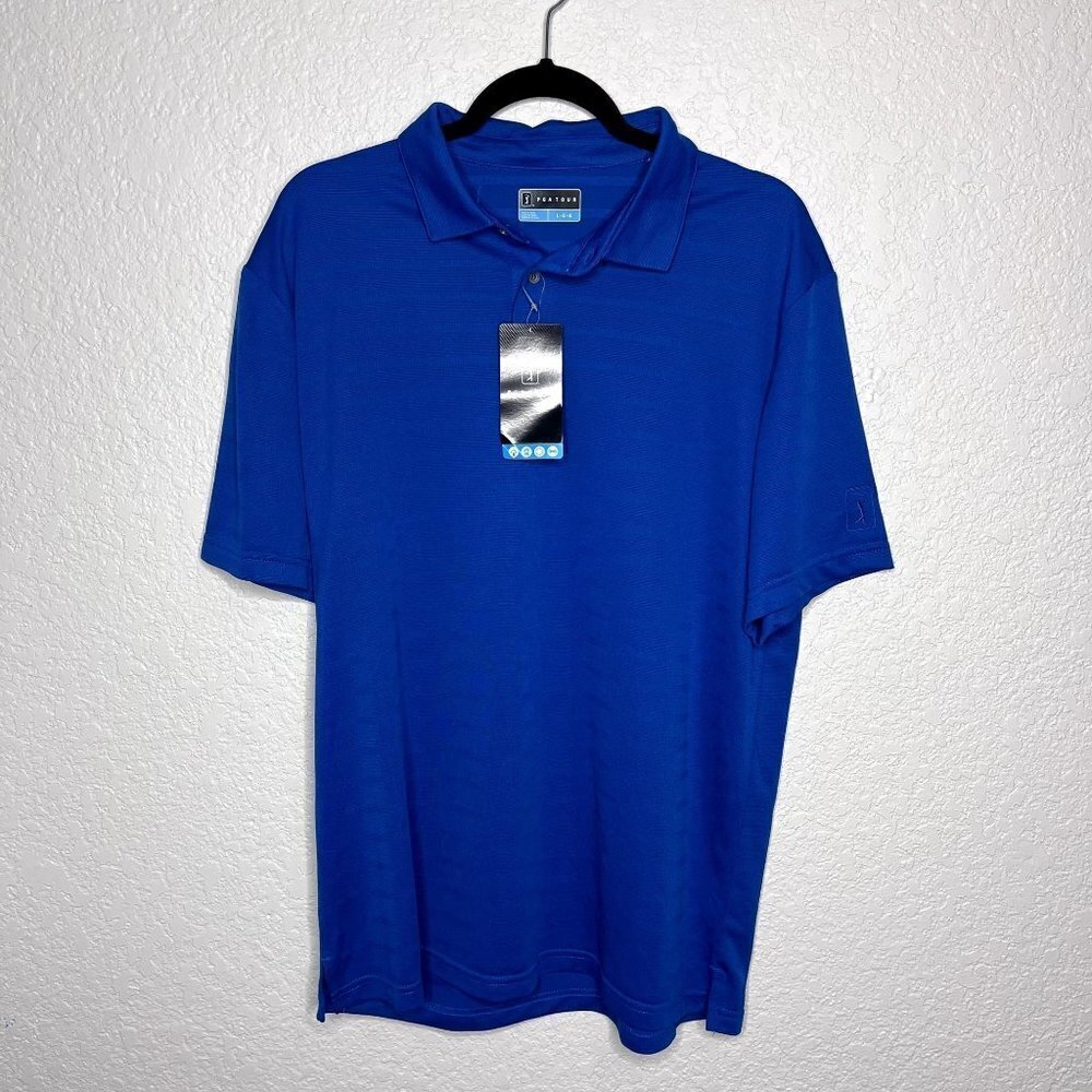 Pga Tour Mens Blue Golf Shirt Size L